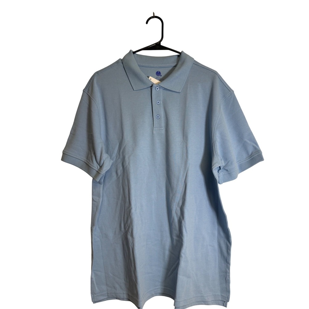 Real School light blue‎ short sleeve shirt adult large unisex pique polo